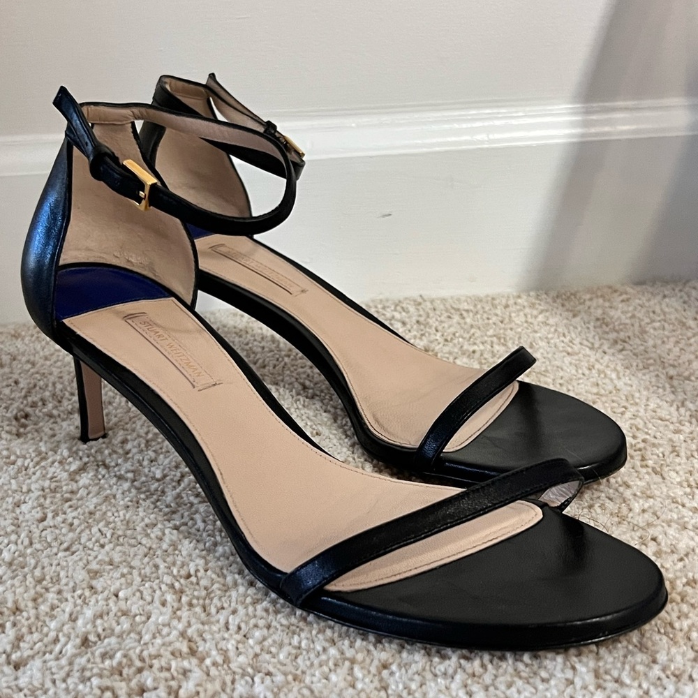 Stuart Weitzman Black Ankle Strap Heels